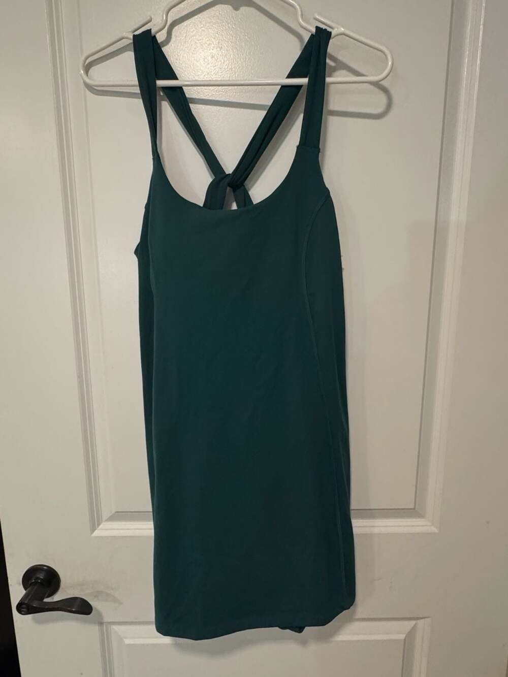 Emerald Forest Back Twist Athletic Dress Built In Shorts Bra Pocket Women’s L